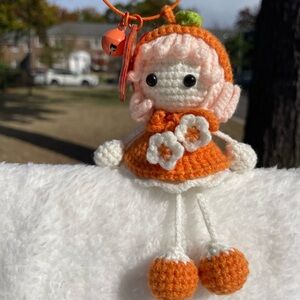 Handmade Crochet Cute Doll with Hanging Feet, Keychain for Bag or Keys
